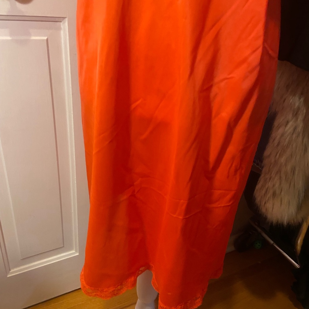 Elegant Orange / crimson red Lace Slip Dress - Picture 3 of 9